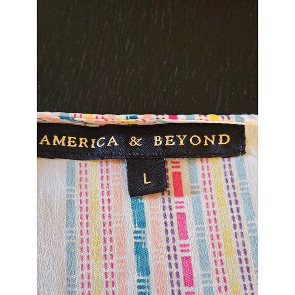 America and Beyond Rainbow Striped Maxi Dress Size Large - Picture 7 of 8